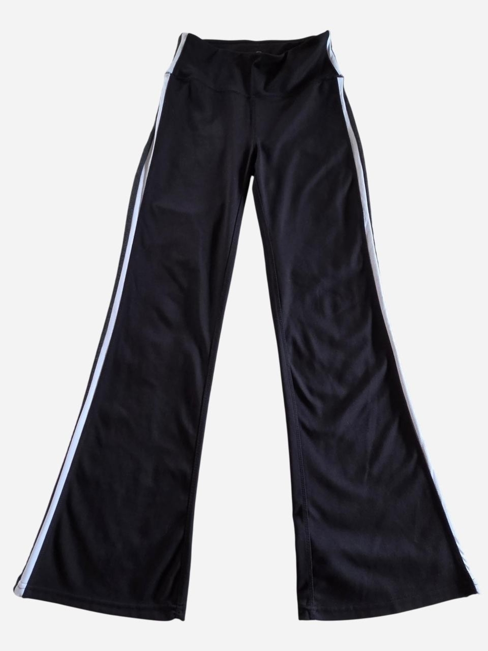 Retro style flare active pants white stripe high-rise size M